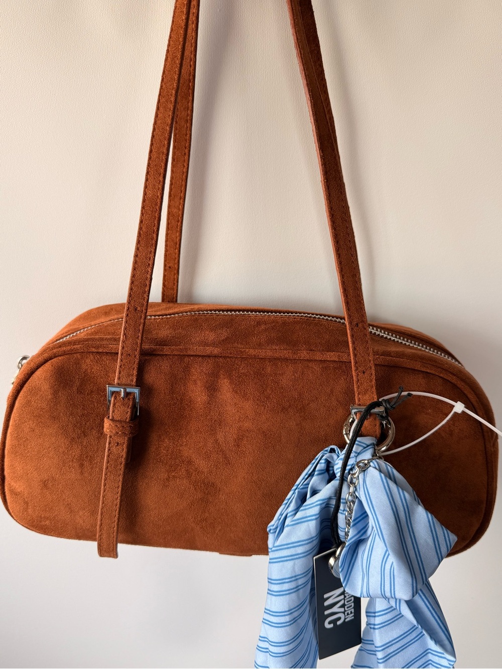 NYC Suede Shoulder Bag in Rust Nwt